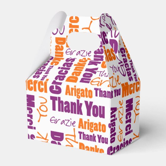 Dank je wel Woordcollage Paars Oranje Bedankdoosjes (Voorkant Zijde)