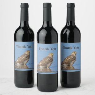 Dank je wel Young Hawk Beauful Wild Raptor Bird Wijn Etiket
