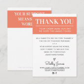 DANK JE WEL zakelijke order invoegen moderne oranj Bedankkaart (Voorkant / Achterkant)