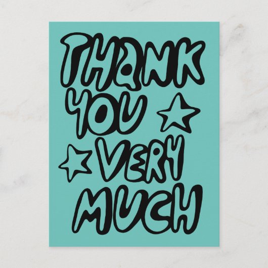 DANK JE WEL Zeer BEDANKT Bubble Letters Turkoois A Briefkaart (Voorkant)