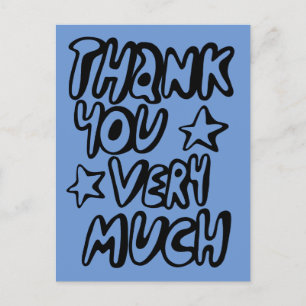 DANK JE WEL ZÉÉR Bubble Letters Blauw Aangepast Briefkaart
