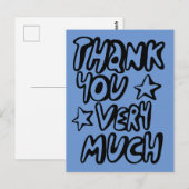 DANK JE WEL ZÉÉR Bubble Letters Blauw AANPASBAAR   Briefkaart (Voorkant / Achterkant)