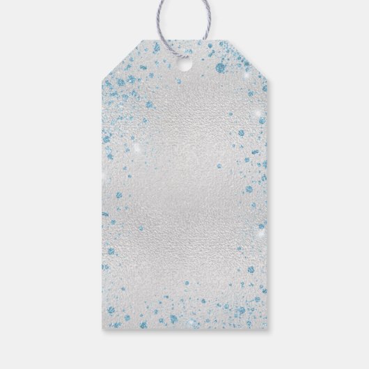 Dank je wel zilver blauwe glitters ballonnen Sweet Cadeaulabel (Achterkant)