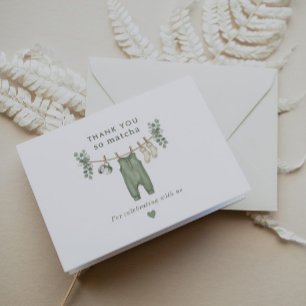 Dank je wel zo matcha saliegroene babyshower bedankkaart