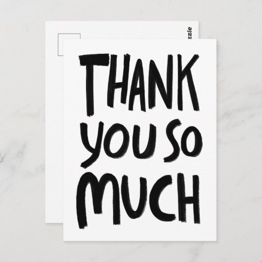 DANK JE WEL ZO VEEL Rough Brushstrokes B&W AANGEPA Briefkaart (Voorkant / Achterkant)