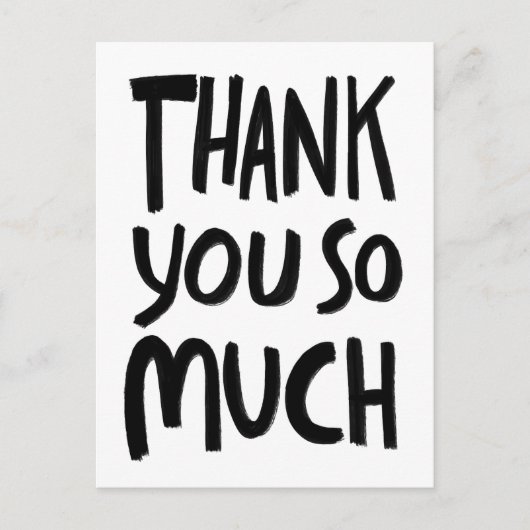 DANK JE WEL ZO VEEL Rough Brushstrokes B&W AANGEPA Briefkaart (Voorkant)