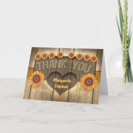 dank je wel zonnebloemen & houten trouwkaarten bedankkaart