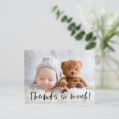 Dank je wel | Zwart | Babyfoto bedankje Briefkaart (Staand voorkant)