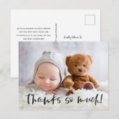 Dank je wel | Zwart | Babyfoto dank je wel Briefkaart (Voorkant / Achterkant)