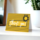 Dank je wel zwart gele bloemen bedankkaart