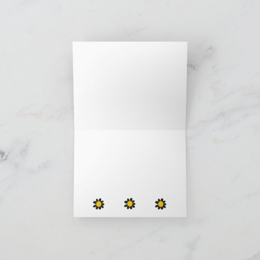 Dank je wel zwart gele bloemen bedankkaart (Binnen)