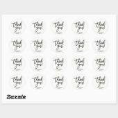 DANK JE WEL Zwarte Moderne Script Trouwgunst Ronde Sticker (Vel)