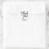DANK JE WEL Zwarte Moderne Script Trouwgunst Ronde Sticker (Tas)