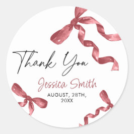 Dank je wijnrode strik sticker