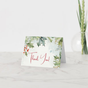 Dank je   Winter Holly en bessen Bedankkaart