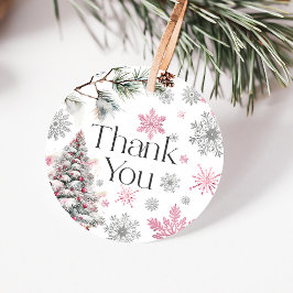 Dank je Winter Wonderland Roze Bedankjes Labels