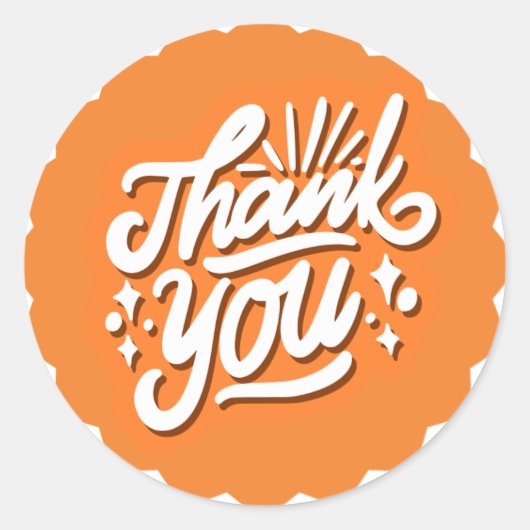 Dank Je Wit op Oranje Ronde Sticker (Voorkant)
