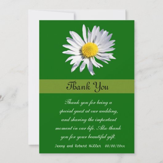 Dank je, witte aisy flower bedankkaart (Voorkant)