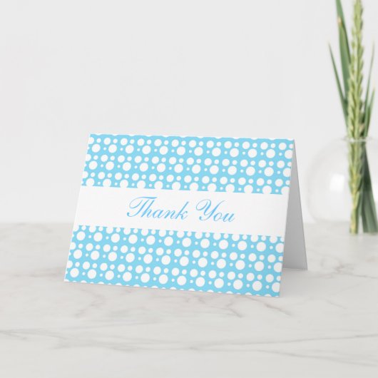 Dank je, witte en blauwe stippen. bedankkaart (Voorkant)