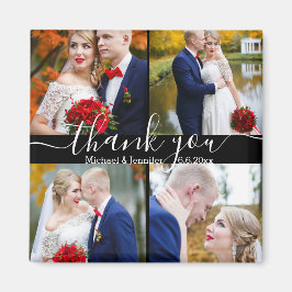 dank je , witte handschrift 4 foto ' s bruiloft zw magneet