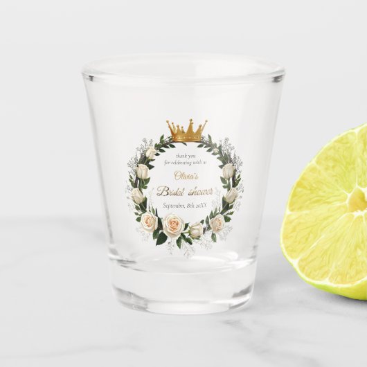 Dank je witte rozen & baby’s adem shot glas (Voorkant)