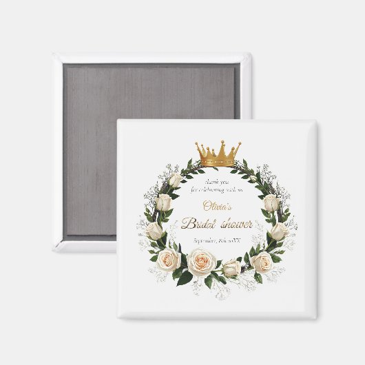 Dank je witte rozen & baby's adem magneet (Voorkant / Achterkant)