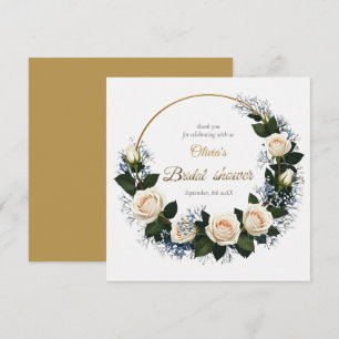 Dank je witte rozen & blauwe baby's adem bedankkaart