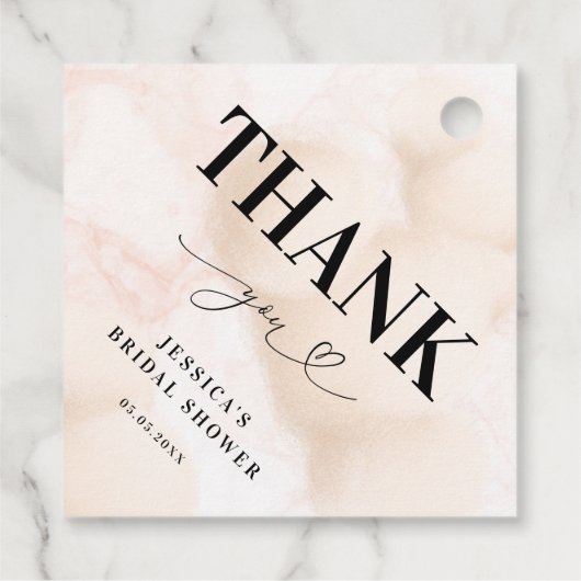 Dank je wolk 9 hart script bruidsfeest bedankjes labels (Achterkant)