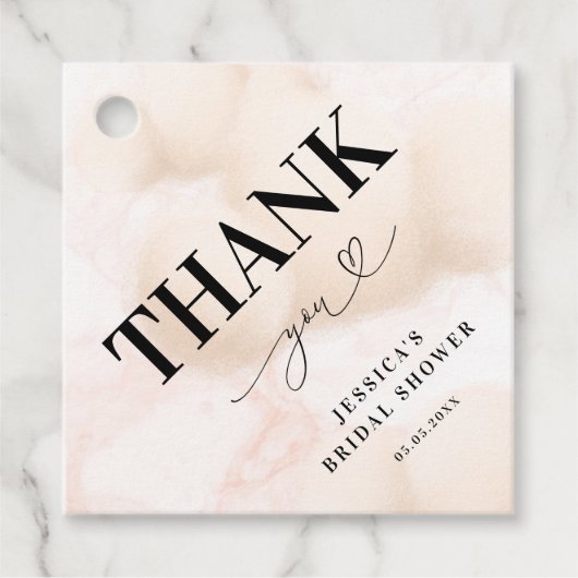 Dank je wolk negen hart script bruidsfeest bedankjes labels (Voorkant)