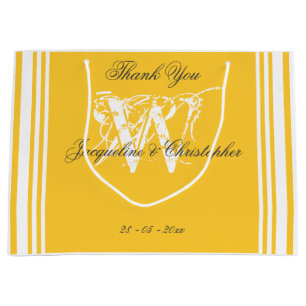 Dank Je Zachte Gele Zomer Bruiloft Chic Monogram Groot Cadeauzakje