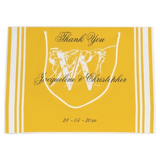 Dank je zachte gele zomer bruiloft chic monogram groot cadeauzakje (Voorkant)