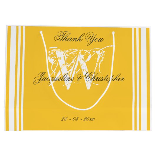 Dank je zachte gele zomer bruiloft chic monogram groot cadeauzakje (Achterkant)
