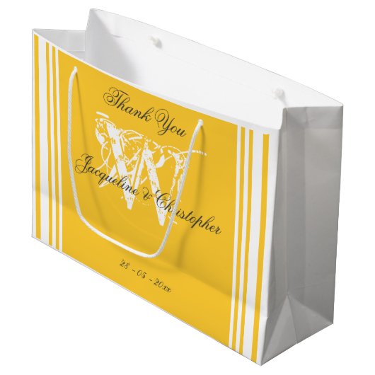 Dank je zachte gele zomer bruiloft chic monogram groot cadeauzakje (Voorkant Gekanteld)