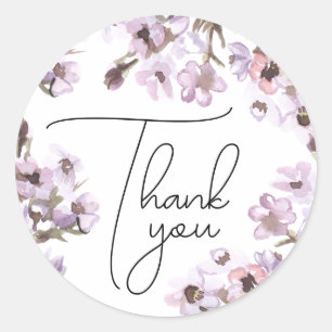 Dank je zachte paarse wilde bloemen ronde sticker