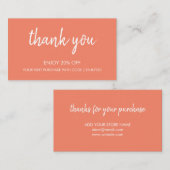 Dank je Zalm | Modern minimalistisch handgeschreve Kortingskaartje (Voorkant / Achterkant)