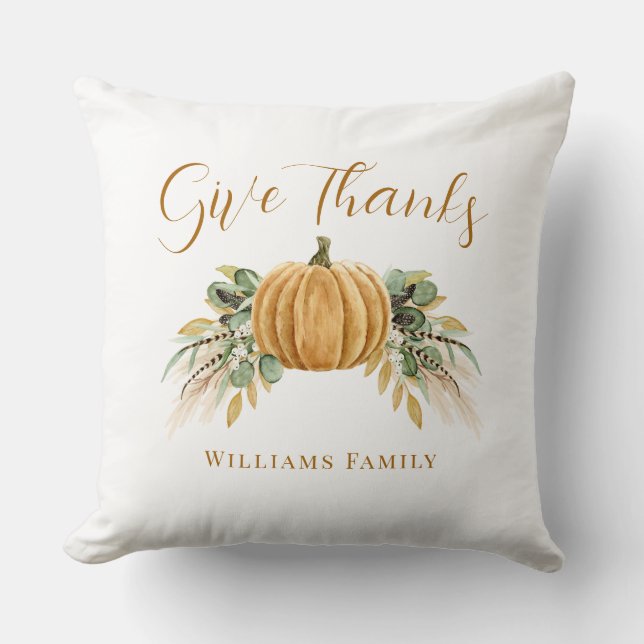 Dank Je Zegen Thanksgiving Herfst Pompoen  Kussen (Voorkant)