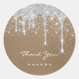 Dank je Zestiende Bruids Huwelijk Papier Kraft Dri Ronde Sticker