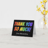 "DANK JE ZO VEEL!": Fun, kleurrijk, regenboogblik Kaart (Gele Bloem)