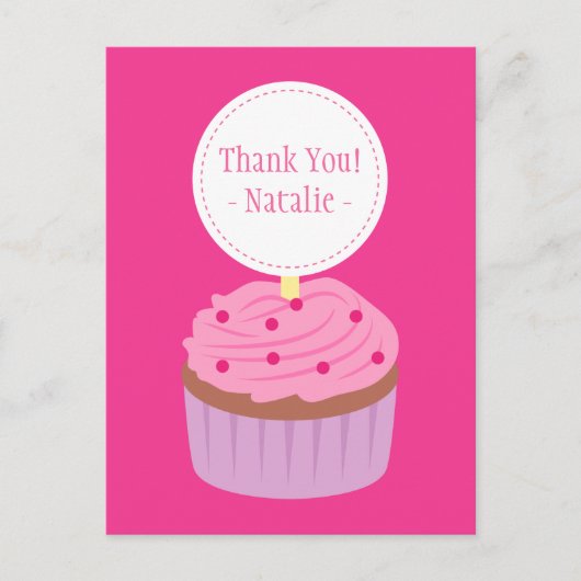 Dank je, Zoete Cupcake, Roze Briefkaart (Voorkant)