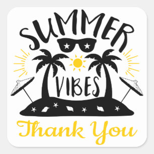 Dank Je Zomer Vibes Palmboom Bruiloft op het Stran Vierkante Sticker