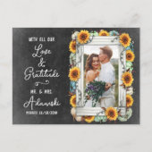 Dank je zonnebloem pompoen herfst schoolbord foto briefkaart (Voorkant)