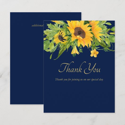 Dank je Zonnebloemen Navy Blauwe (Voorkant / Achterkant)