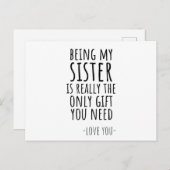 dank je zus waardering, voor zus, zus, briefkaart (Voorkant / Achterkant)