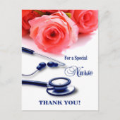 Dank je zuster. Rozen en stethoscoop Briefkaart (Voorkant)