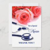 Dank je zuster. Rozen en Stethoscoop-Kaart Kaart (Voorkant)