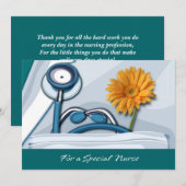 Dank je zuster. Stethoscoop en Daisy Kaart (Voorkant / Achterkant)