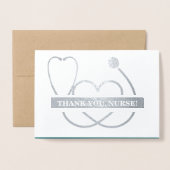 Dank je, zuster. Stethoscoop en Spring Daisy Folie Kaarten (Voorkant met envelop)