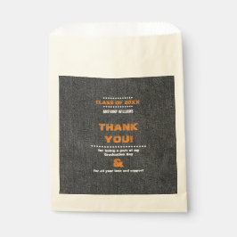 Dank je. Zwart denim patroon Afstuderen Bedankzakje