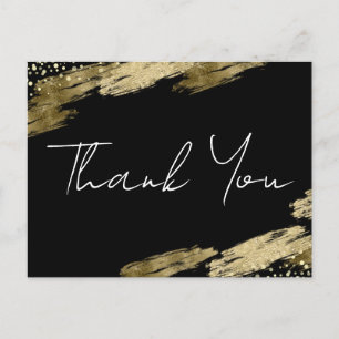 Dank je zwart en goud Elegante ansichtkaart Briefkaart