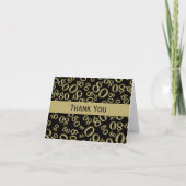 "Dank je!" Zwart/Gold Random Number 80-patroon Bedankkaart (Voorkant)